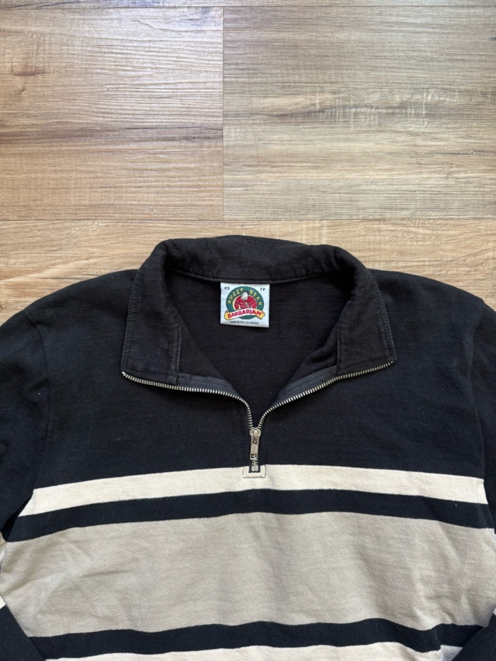 KOTN Black and Cream Zip-Up Sweater Rugby Barbarian XS - Picture 4 of 7
